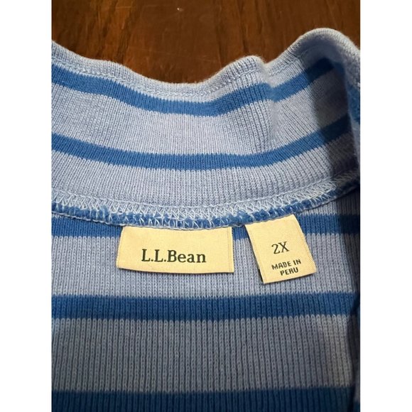 L.L.Bean Blue Striped long Sleeve Pullover Quarter Zip Sweater Women's 2X - Picture 3 of 6
